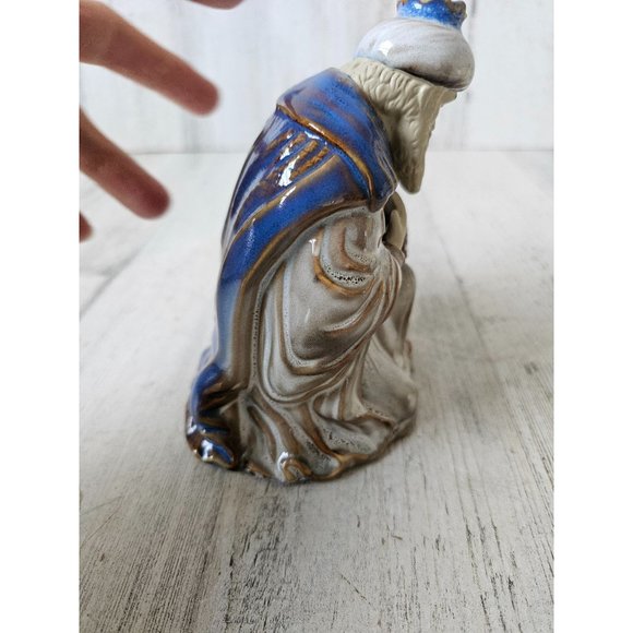 Ceramic Wiseman Nativity blue Xmas religious decor large - Picture 5 of 7